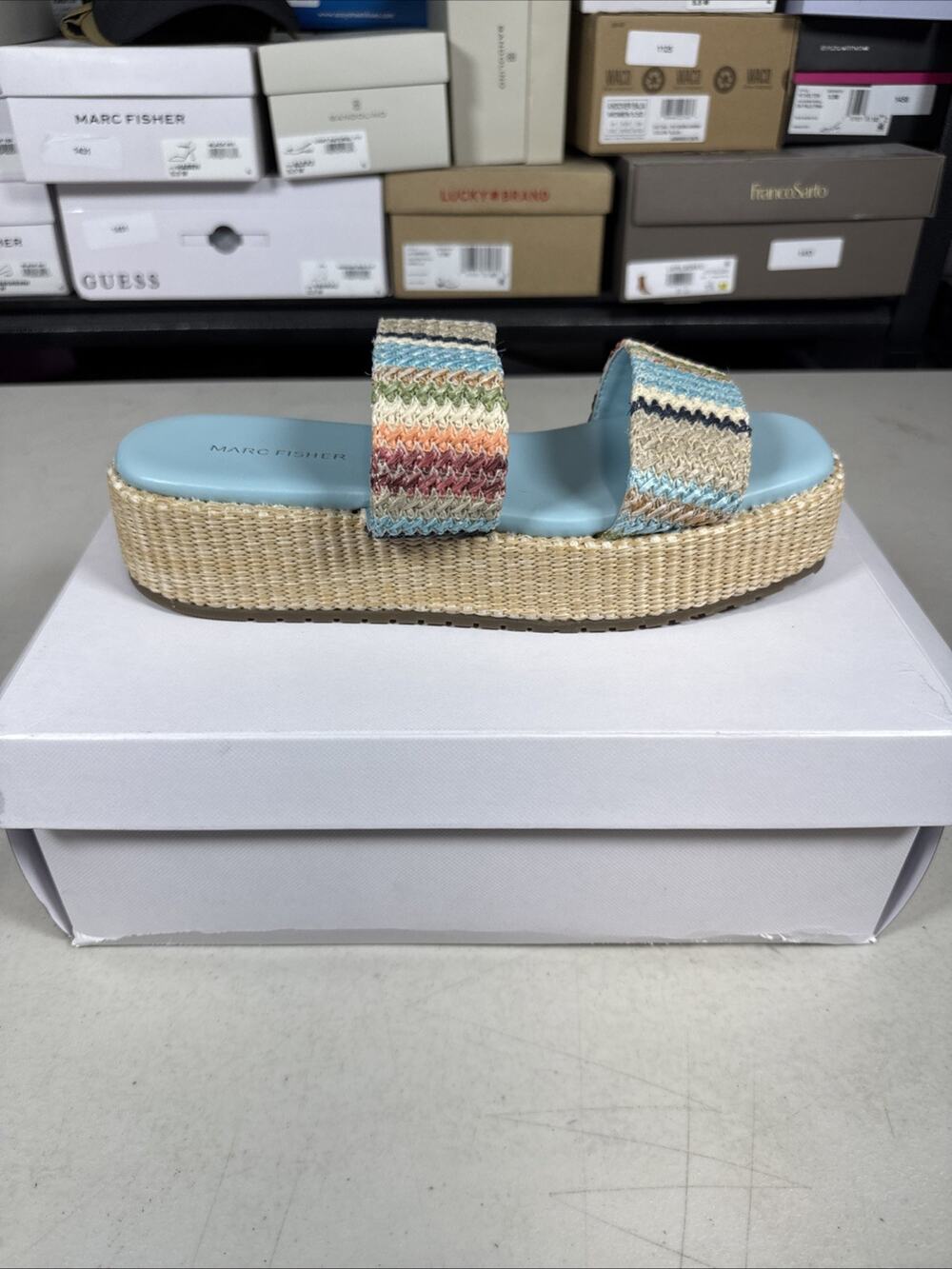 Women's 11 Marc Fisher Women's Pelma Double Band Flatform Sandals